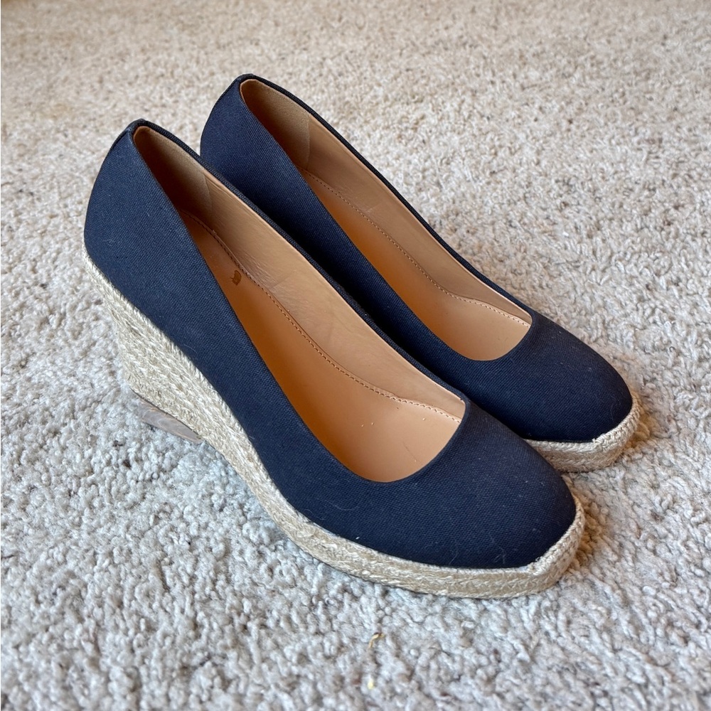 J. Crew Navy Canvas Wedge Espadrilles